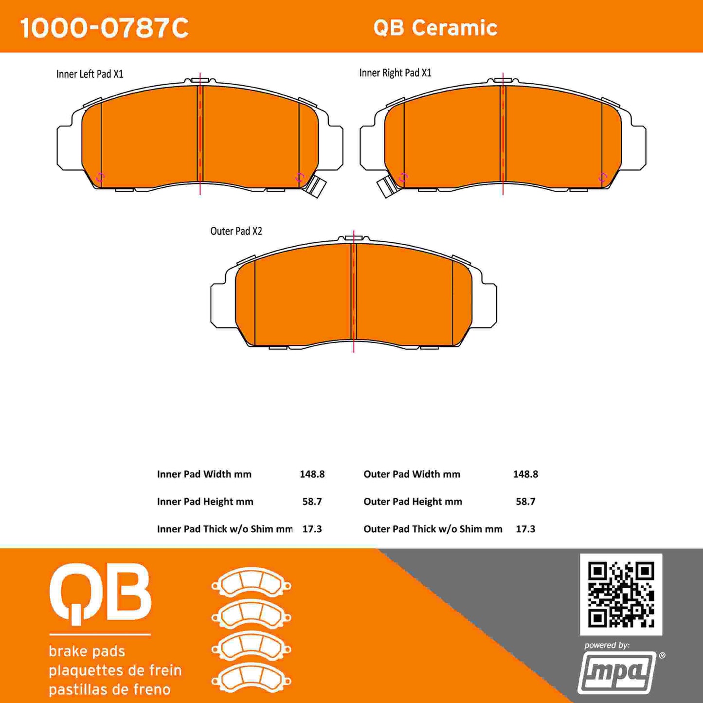 Quality-Built QB Ceramic Brake Pads 1000-0787C