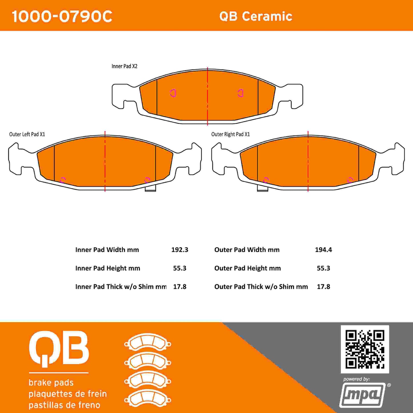Quality-Built QB Ceramic Brake Pads 1000-0790C