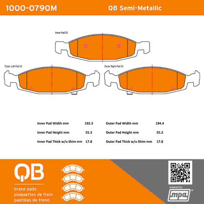 Quality-Built QB Semi-Metallic Brake Pads 1000-0790M