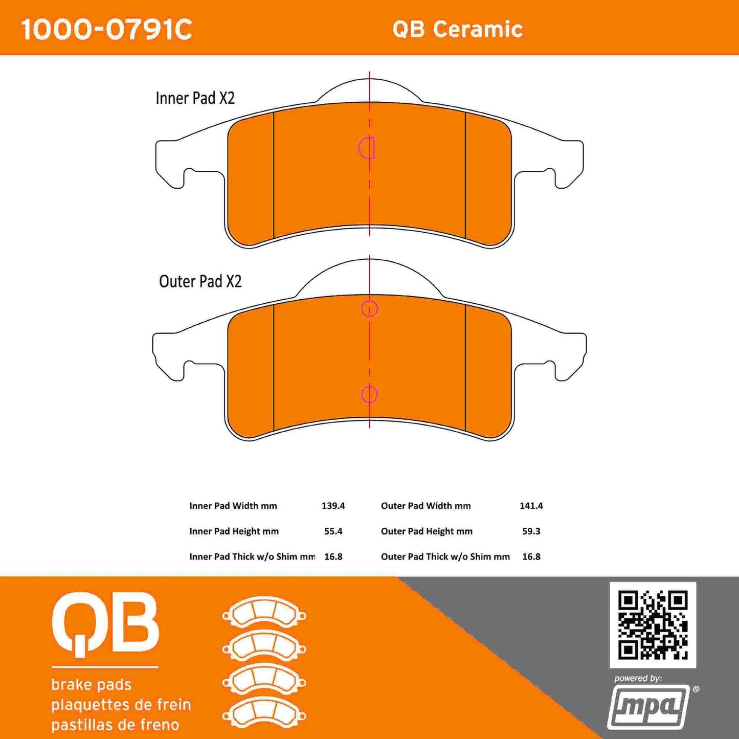 Quality-Built QB Ceramic Brake Pads 1000-0791C