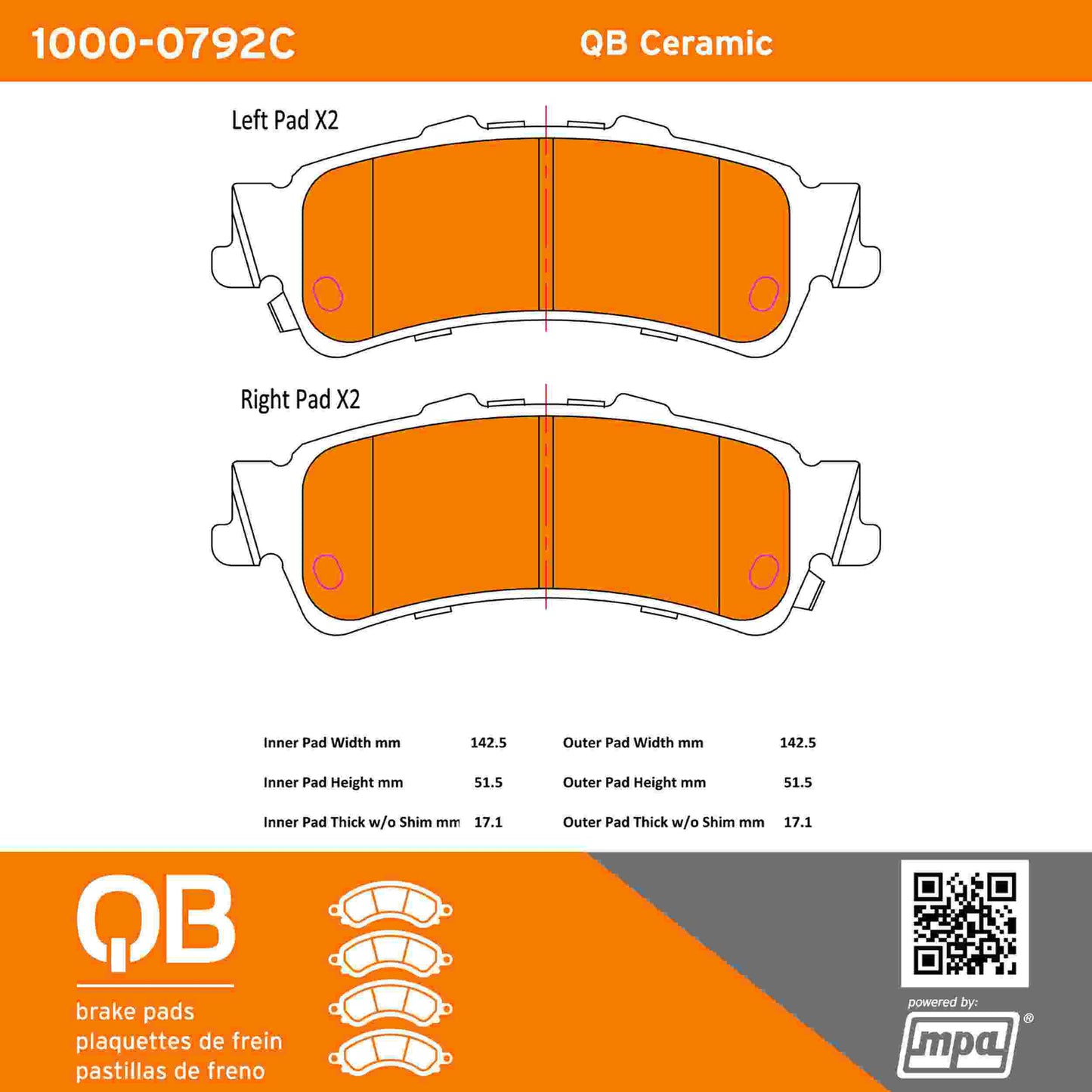 Quality-Built QB Ceramic Brake Pads 1000-0792C