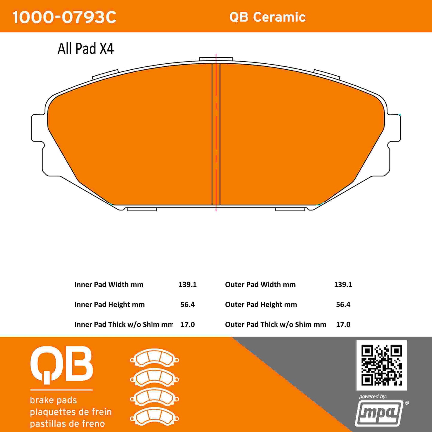 Quality-Built QB Ceramic Brake Pads 1000-0793C