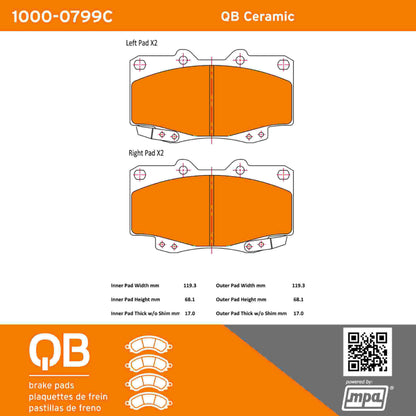 Quality-Built QB Ceramic Brake Pads 1000-0799C