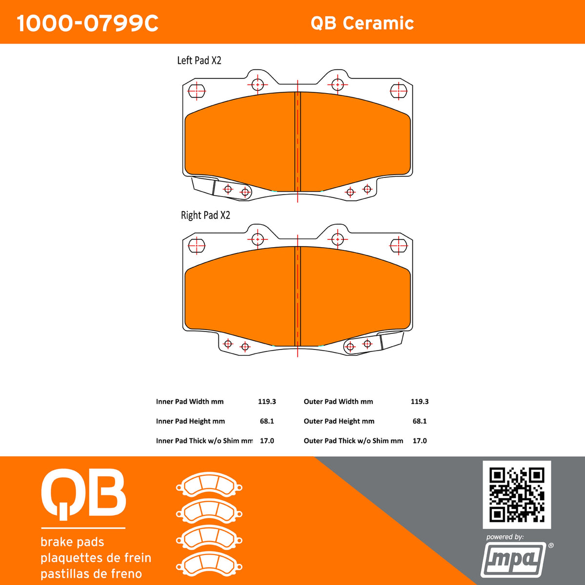Quality-Built QB Ceramic Brake Pads 1000-0799C