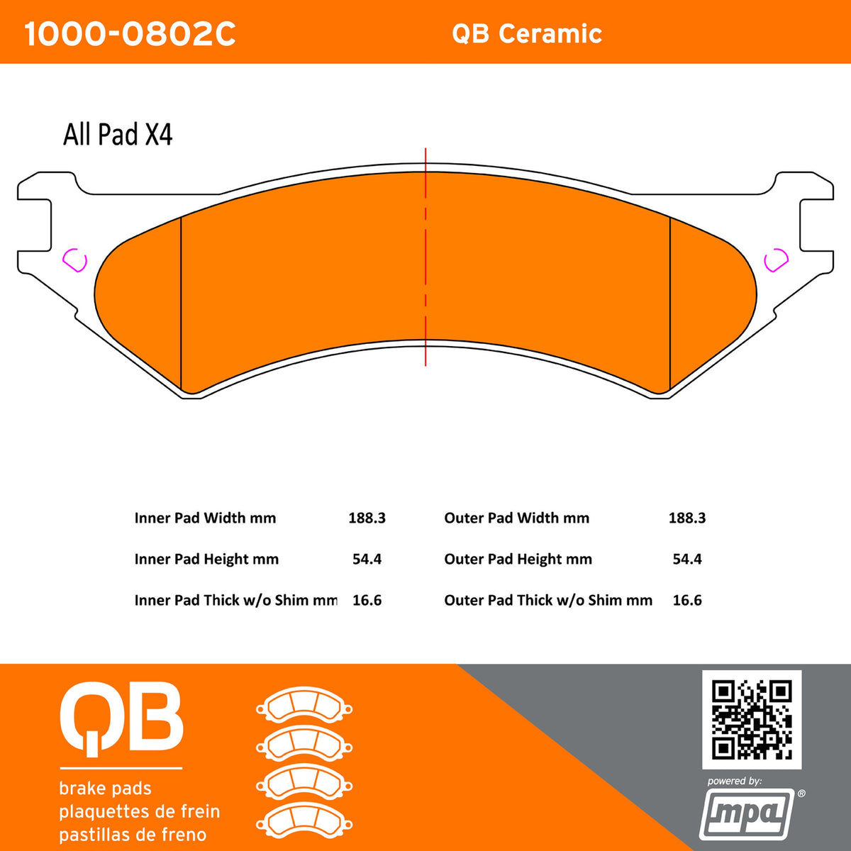 Quality-Built QB Ceramic Brake Pads 1000-0802C
