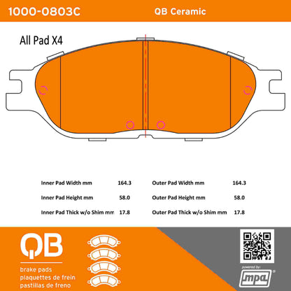 Quality-Built QB Ceramic Brake Pads 1000-0803C