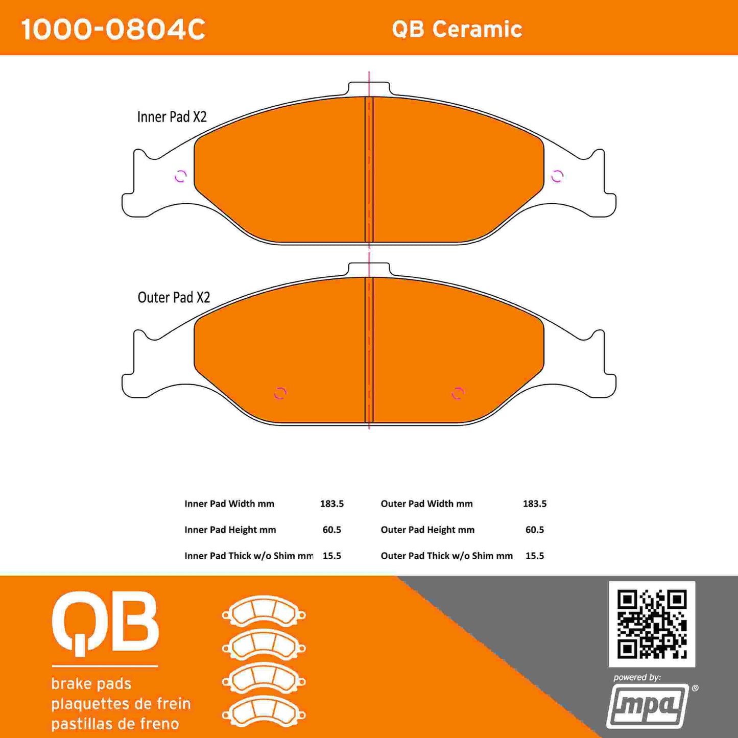Quality-Built QB Ceramic Brake Pads 1000-0804C