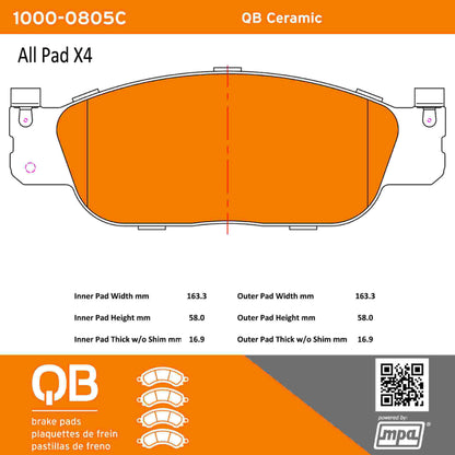 Quality-Built QB Ceramic Brake Pads 1000-0805C