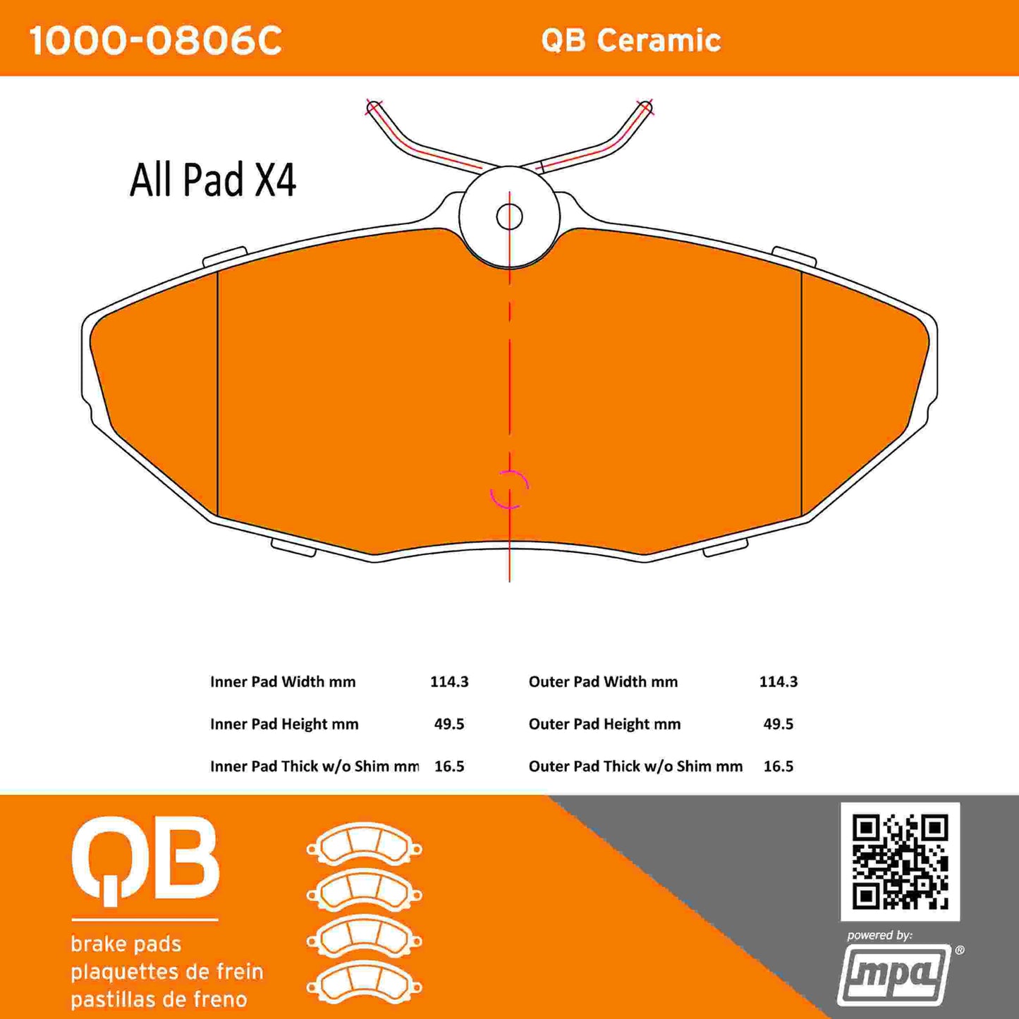 Quality-Built QB Ceramic Brake Pads 1000-0806C