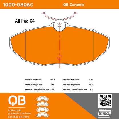 Quality-Built QB Ceramic Brake Pads 1000-0806C