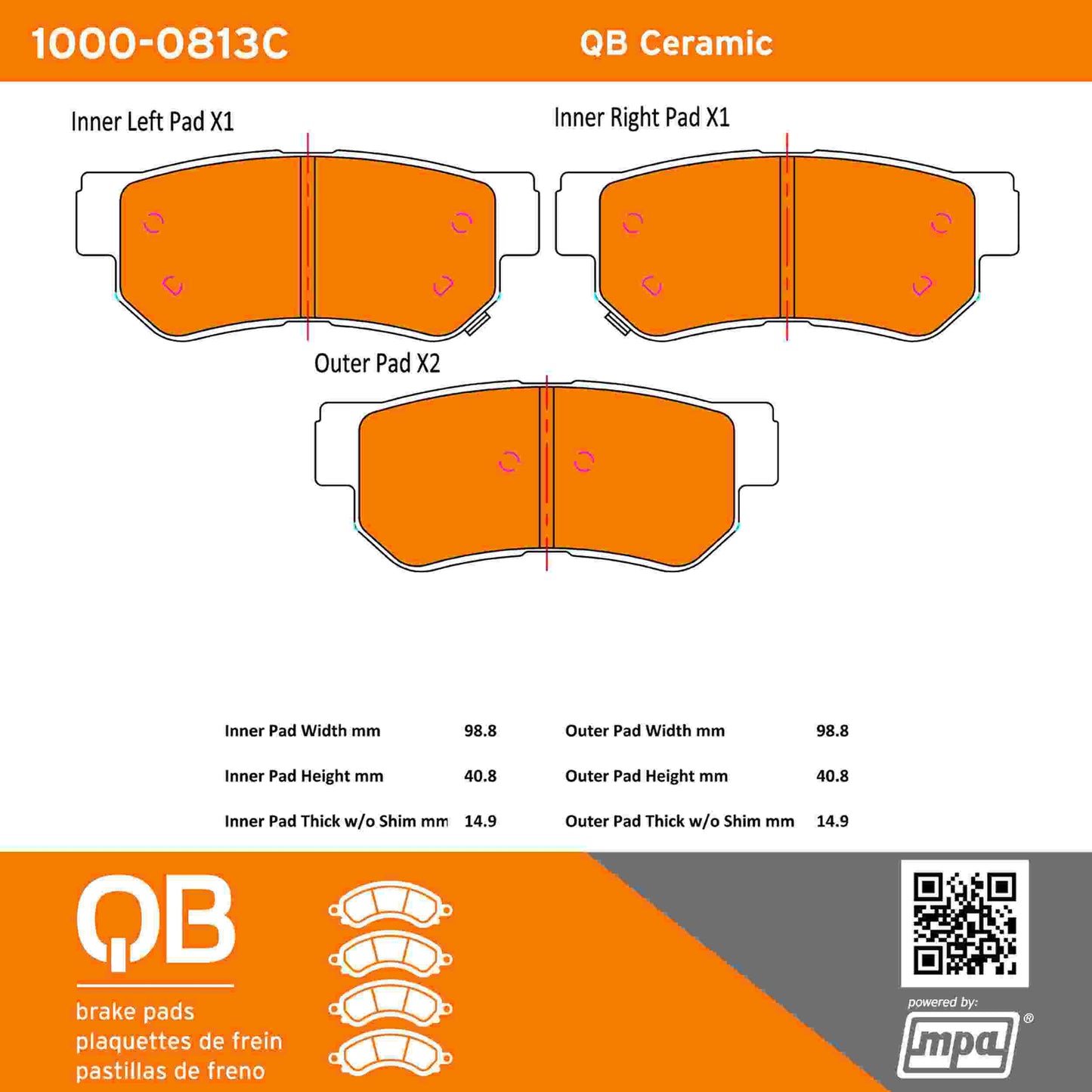 Quality-Built QB Ceramic Brake Pads 1000-0813C