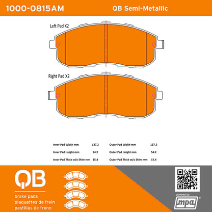 Quality-Built QB Semi-Metallic Brake Pads 1000-0815AM