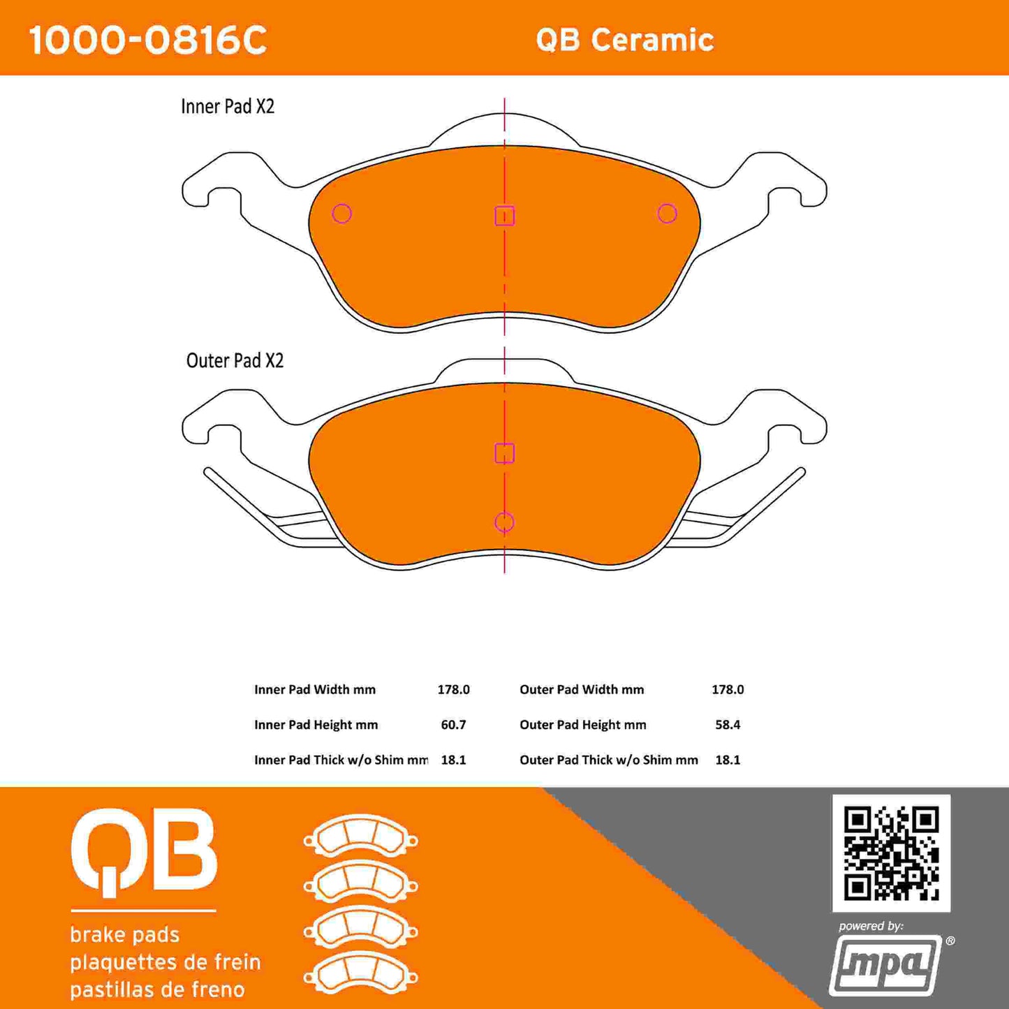 Quality-Built QB Ceramic Brake Pads 1000-0816C