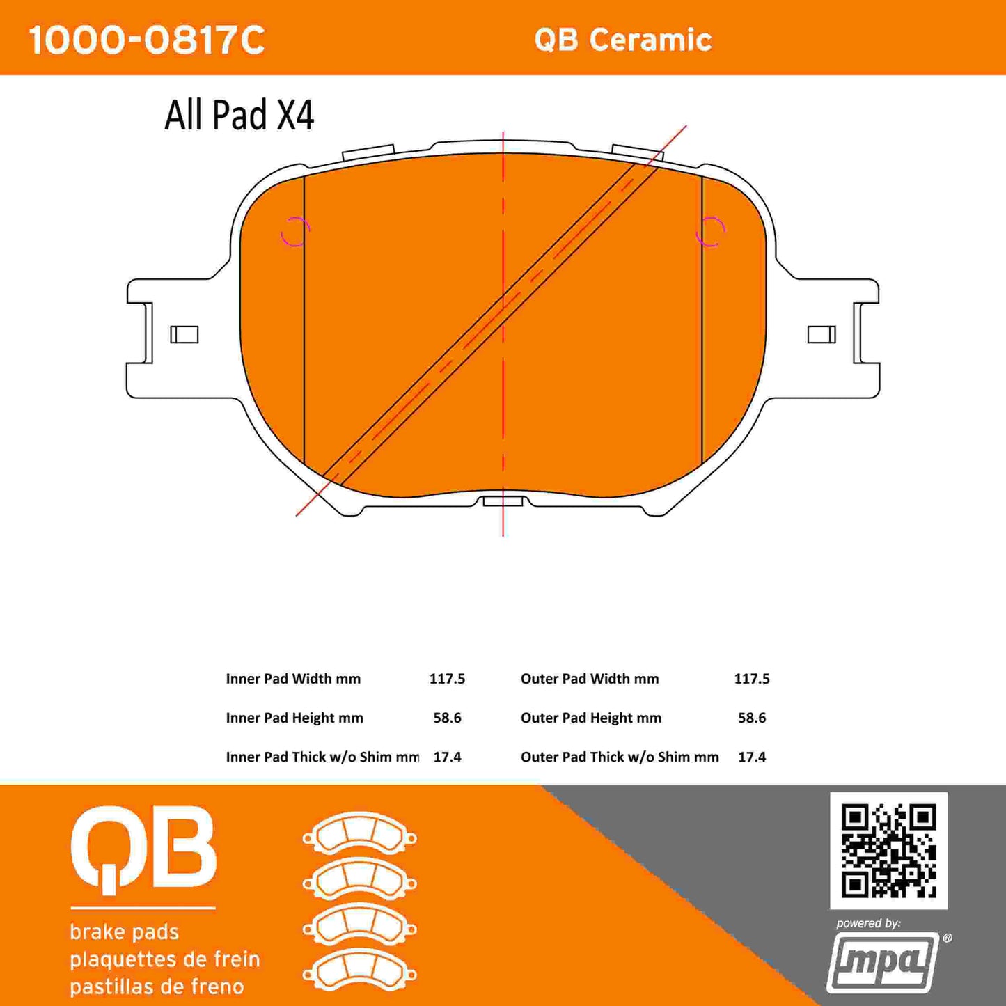 Quality-Built QB Ceramic Brake Pads 1000-0817C