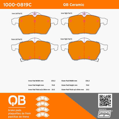 Quality-Built QB Ceramic Brake Pads 1000-0819C