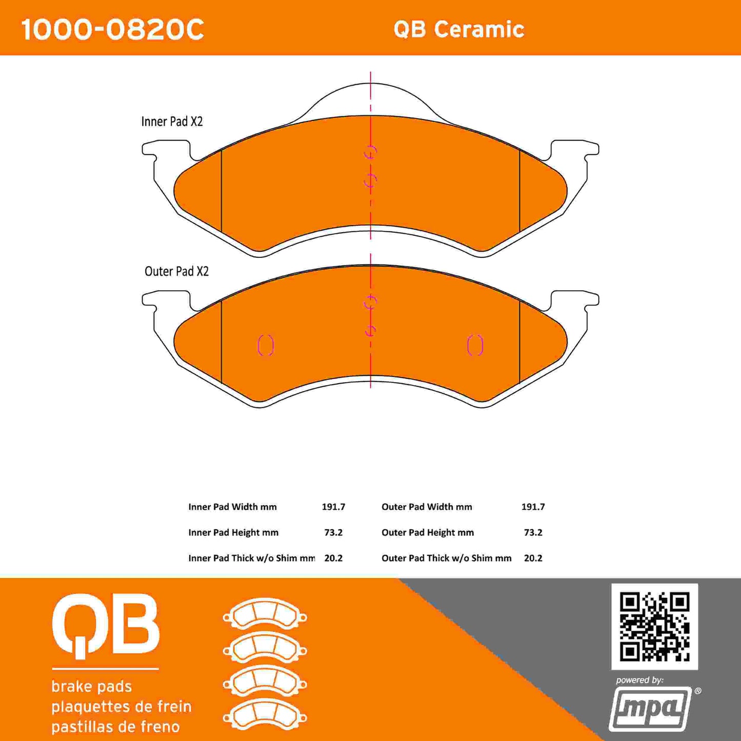 Quality-Built QB Ceramic Brake Pads 1000-0820C