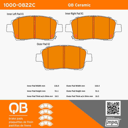 Quality-Built QB Ceramic Brake Pads 1000-0822C
