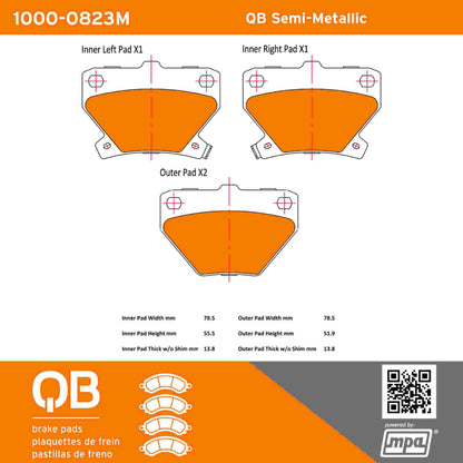 Quality-Built QB Semi-Metallic Brake Pads 1000-0823M