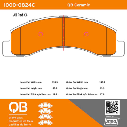 Quality-Built QB Ceramic Brake Pads 1000-0824C
