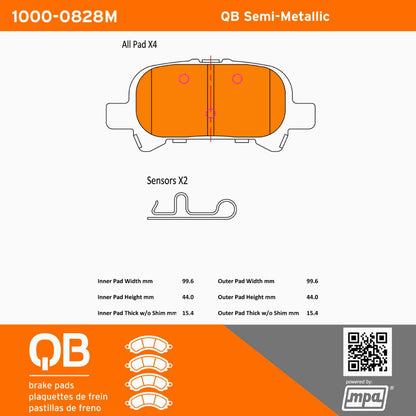 Quality-Built QB Semi-Metallic Brake Pads 1000-0828M