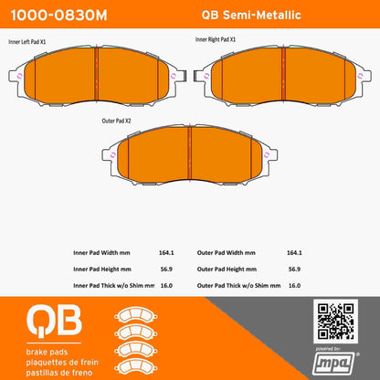 Quality-Built QB Semi-Metallic Brake Pads 1000-0830M