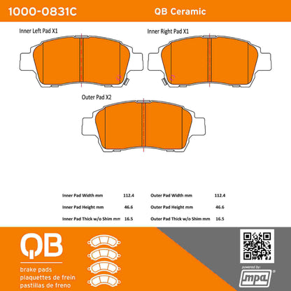 Quality-Built QB Ceramic Brake Pads 1000-0831C