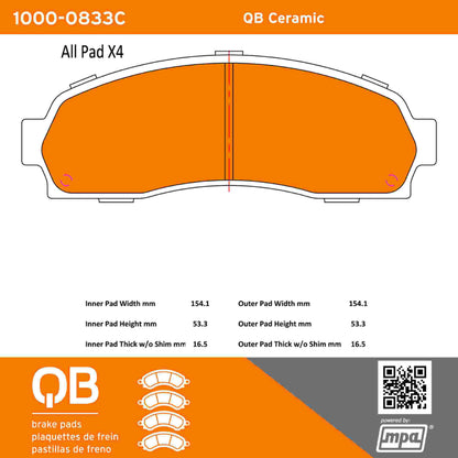 Quality-Built QB Ceramic Brake Pads 1000-0833C