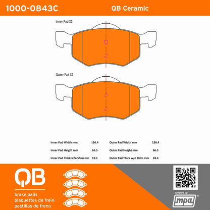 Quality-Built QB Ceramic Brake Pads 1000-0843C