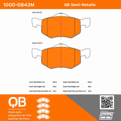 Quality-Built QB Semi-Metallic Brake Pads 1000-0843M