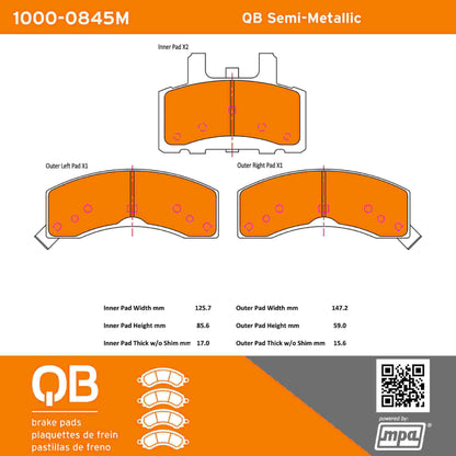 Quality-Built QB Semi-Metallic Brake Pads 1000-0845M