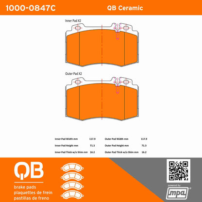 Quality-Built QB Ceramic Brake Pads 1000-0847C