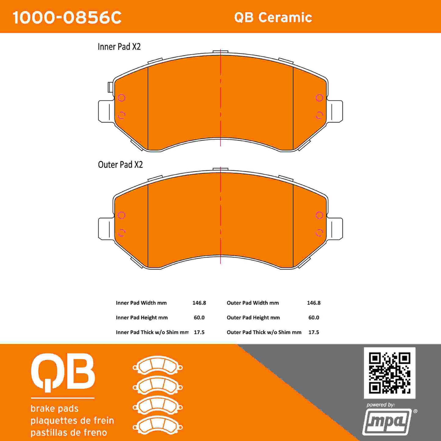 Quality-Built QB Ceramic Brake Pads 1000-0856C