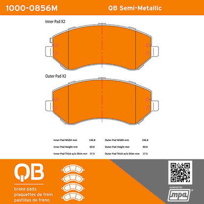 Quality-Built QB Semi-Metallic Brake Pads 1000-0856M