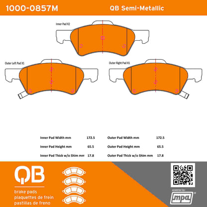 Quality-Built QB Semi-Metallic Brake Pads 1000-0857M