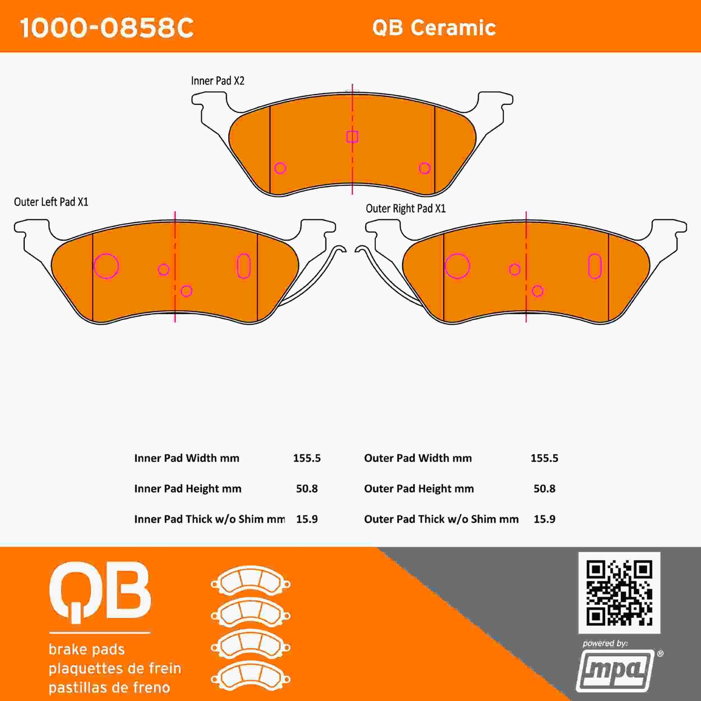 Quality-Built QB Ceramic Brake Pads 1000-0858C