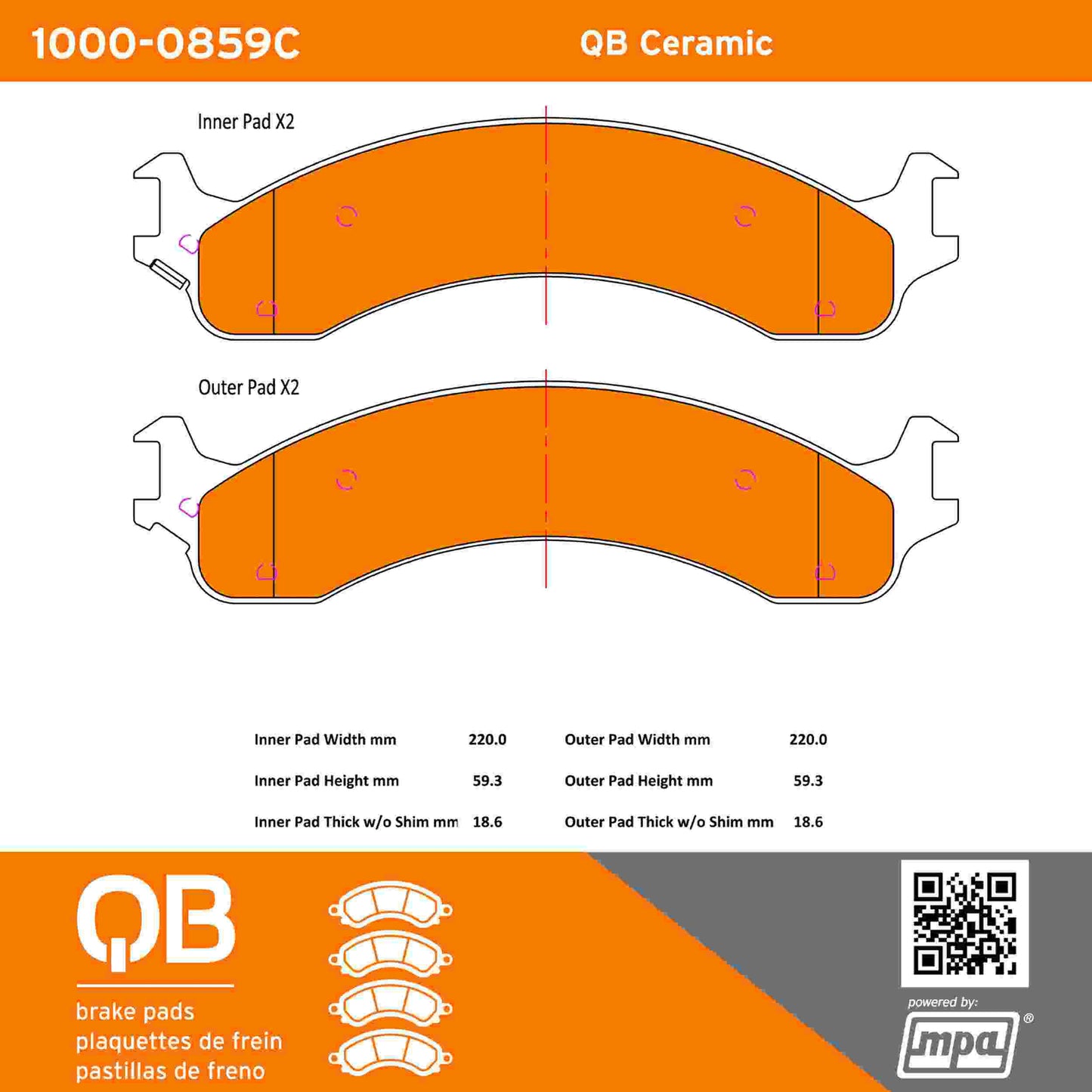 Quality-Built QB Ceramic Brake Pads 1000-0859C