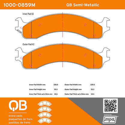 Quality-Built QB Semi-Metallic Brake Pads 1000-0859M