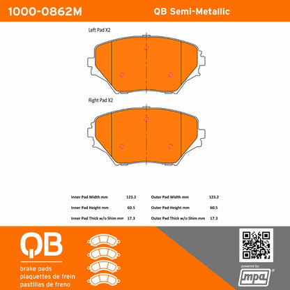 Quality-Built QB Semi-Metallic Brake Pads 1000-0862M
