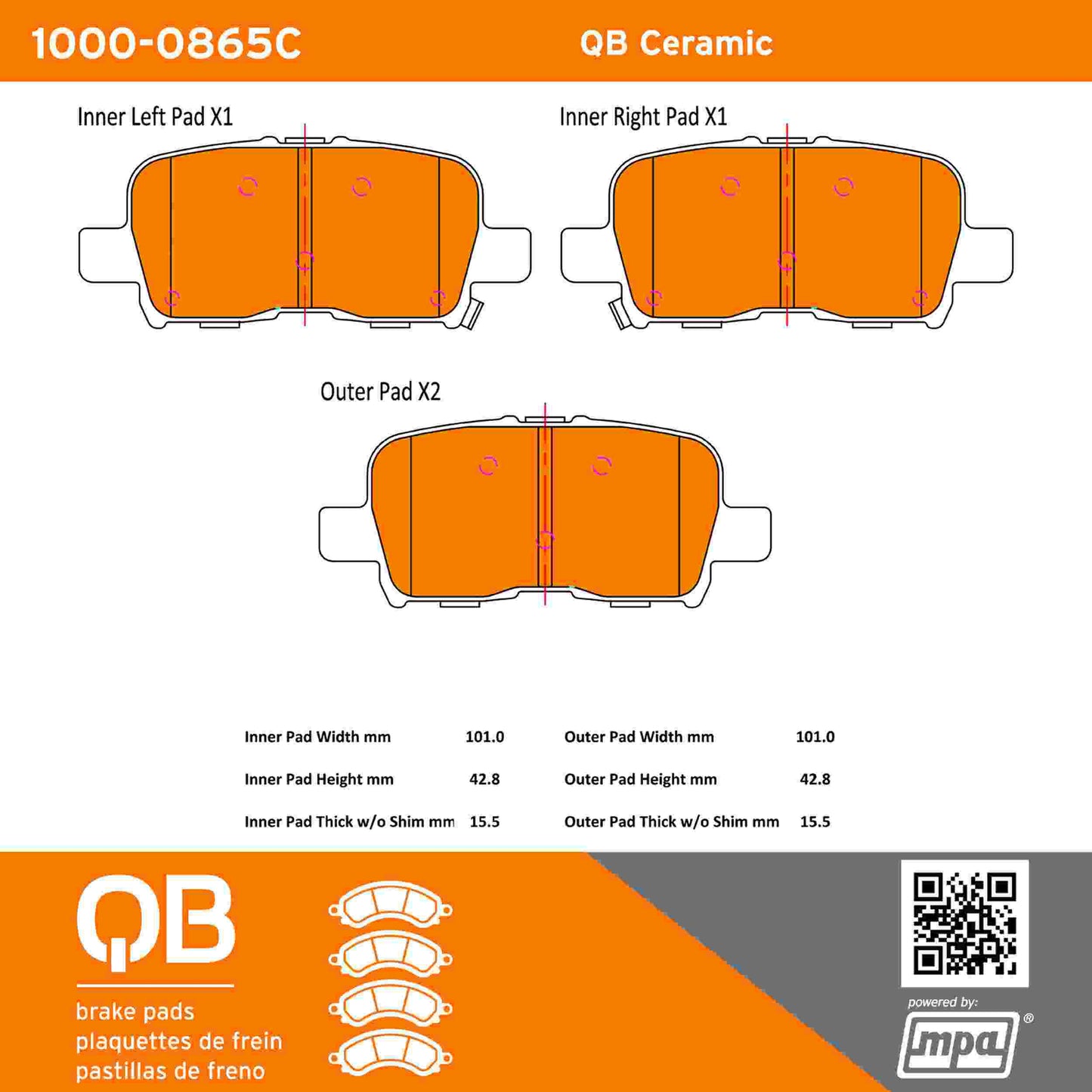 Quality-Built QB Ceramic Brake Pads 1000-0865C