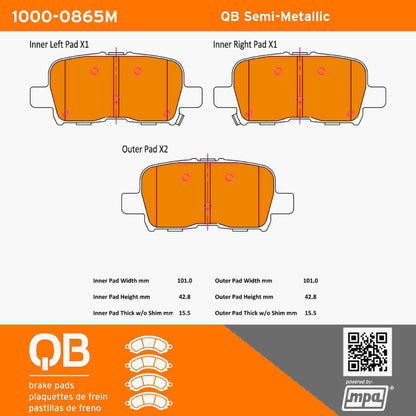 Quality-Built QB Semi-Metallic Brake Pads 1000-0865M