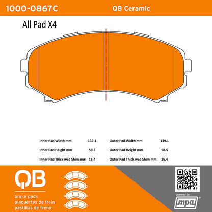 Quality-Built QB Ceramic Brake Pads 1000-0867C