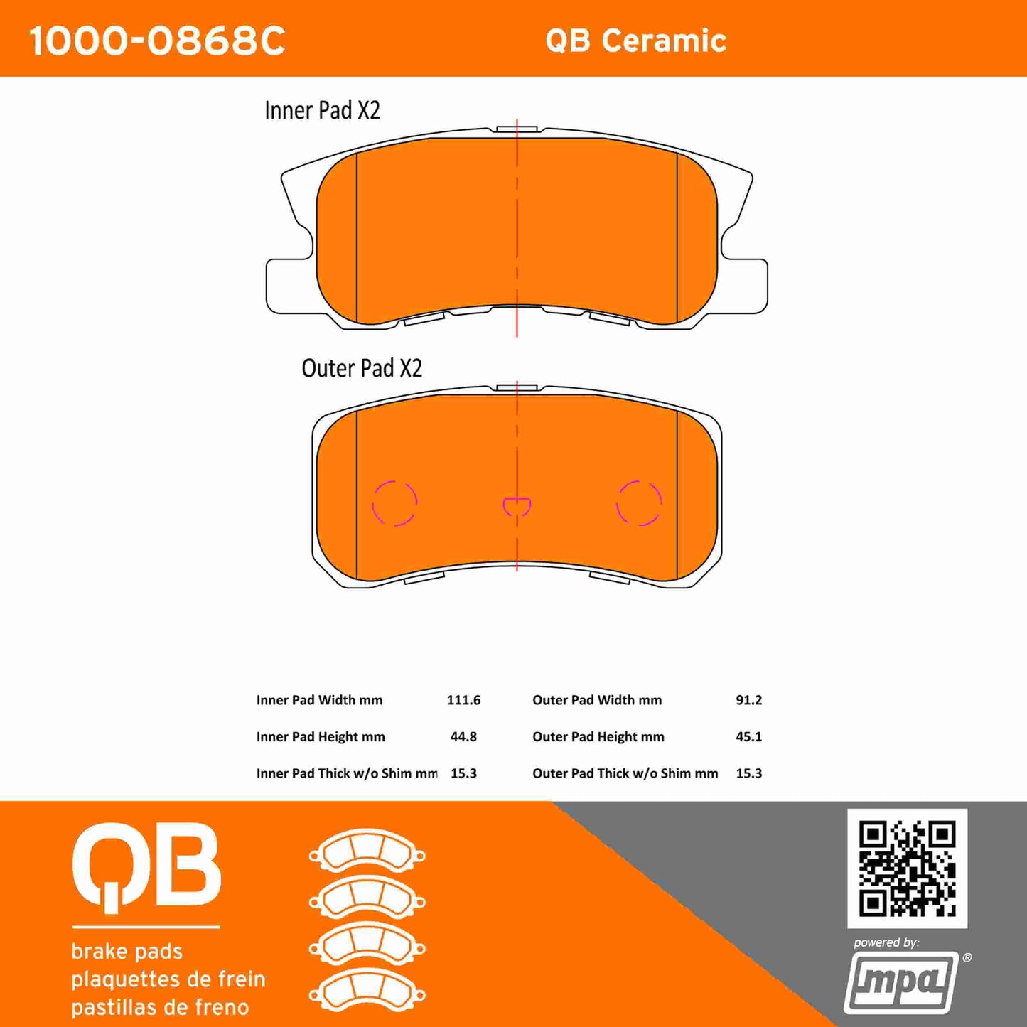 Quality-Built QB Ceramic Brake Pads 1000-0868C