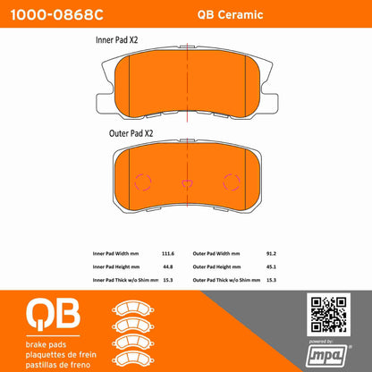 Quality-Built QB Ceramic Brake Pads 1000-0868C