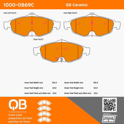 Quality-Built QB Ceramic Brake Pads 1000-0869C