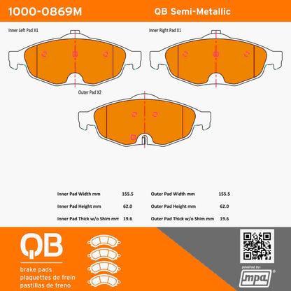 Quality-Built QB Semi-Metallic Brake Pads 1000-0869M