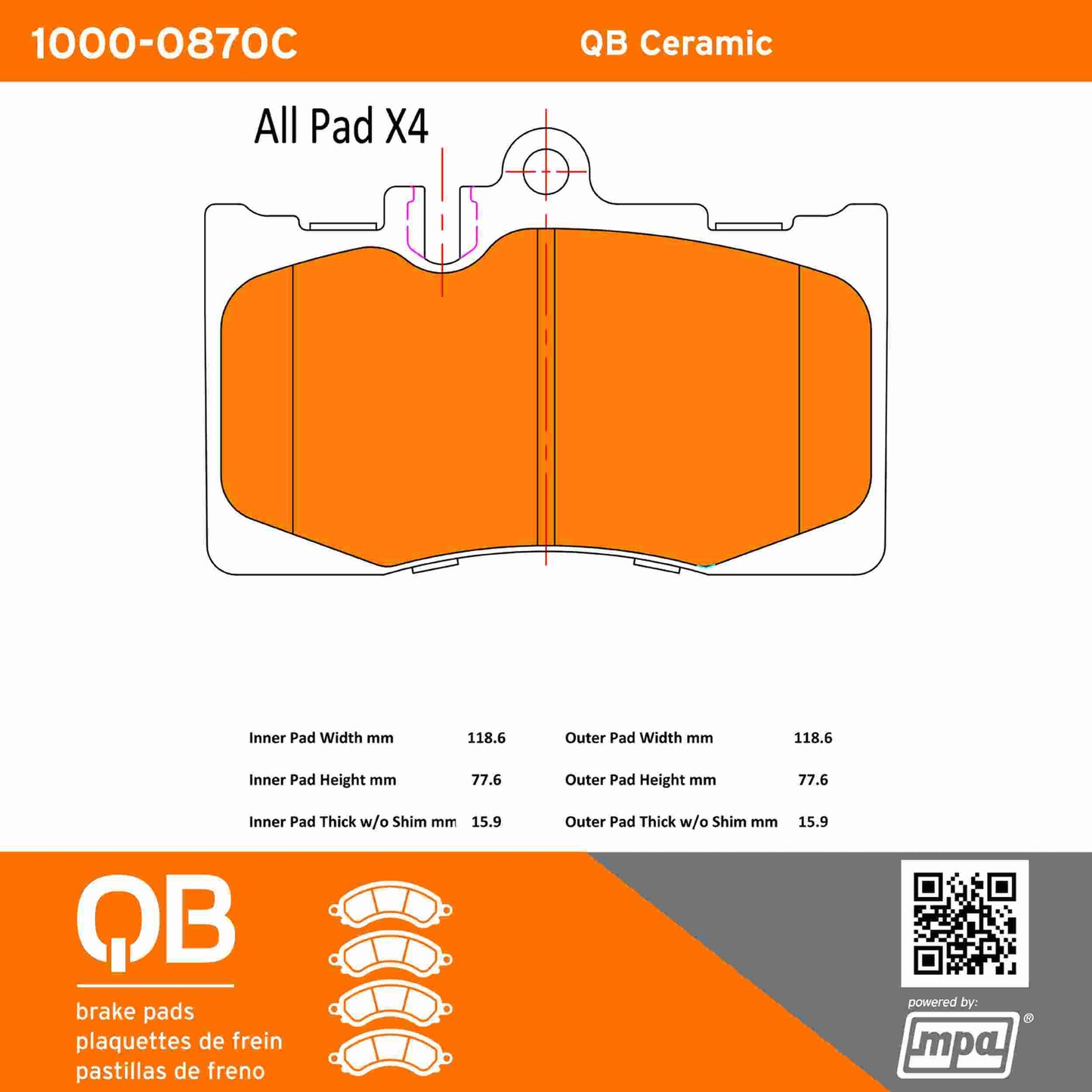 Quality-Built QB Ceramic Brake Pads 1000-0870C