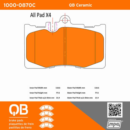 Quality-Built QB Ceramic Brake Pads 1000-0870C