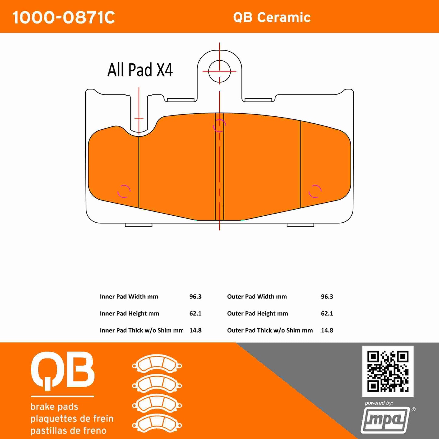 Quality-Built QB Ceramic Brake Pads 1000-0871C