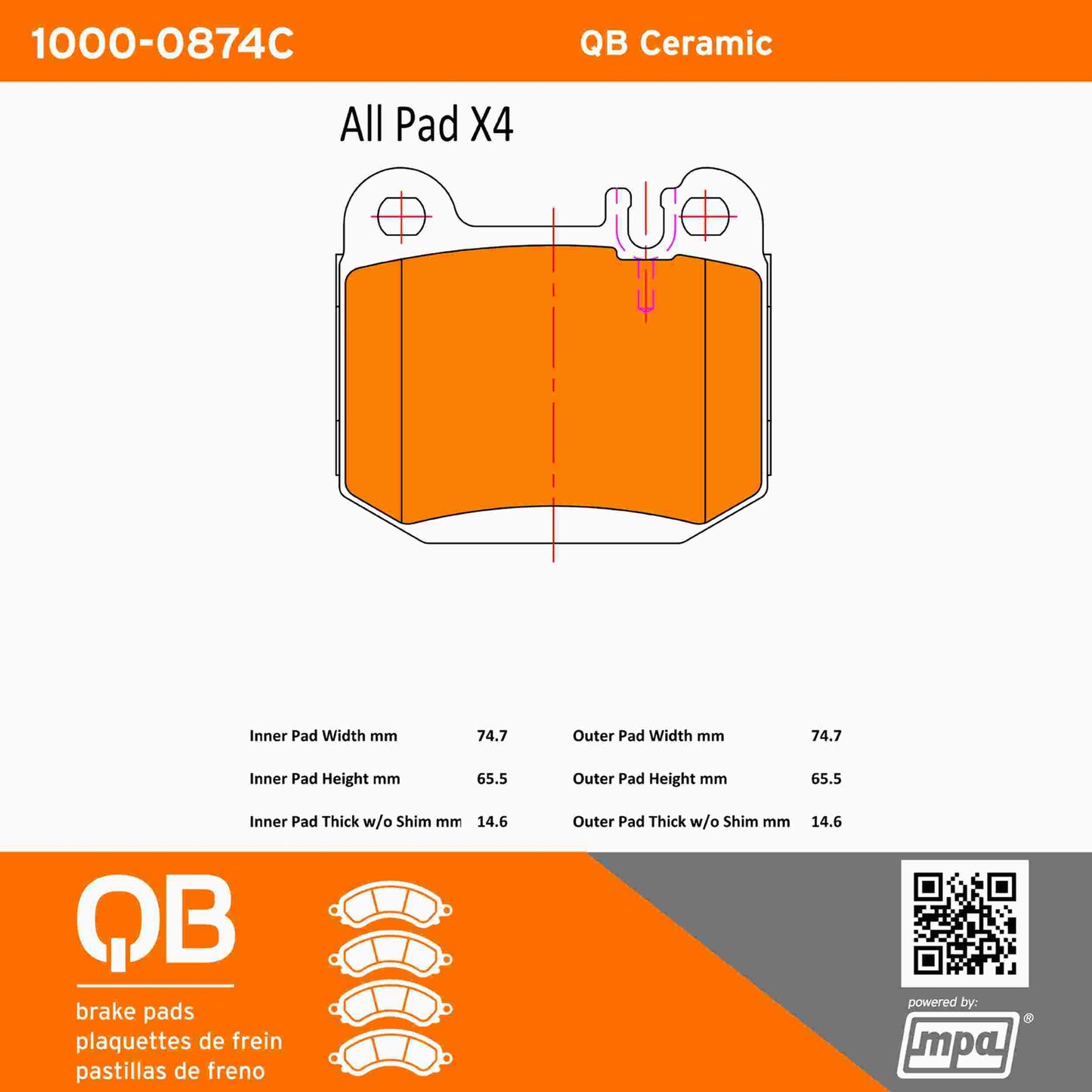 Quality-Built QB Ceramic Brake Pads 1000-0874C