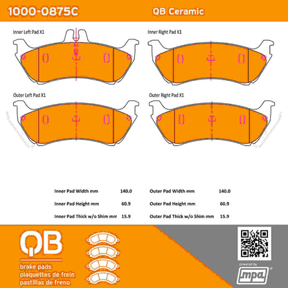 Quality-Built QB Ceramic Brake Pads 1000-0875C